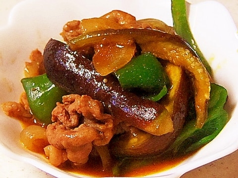 茄子と豚こまのカレー炒め